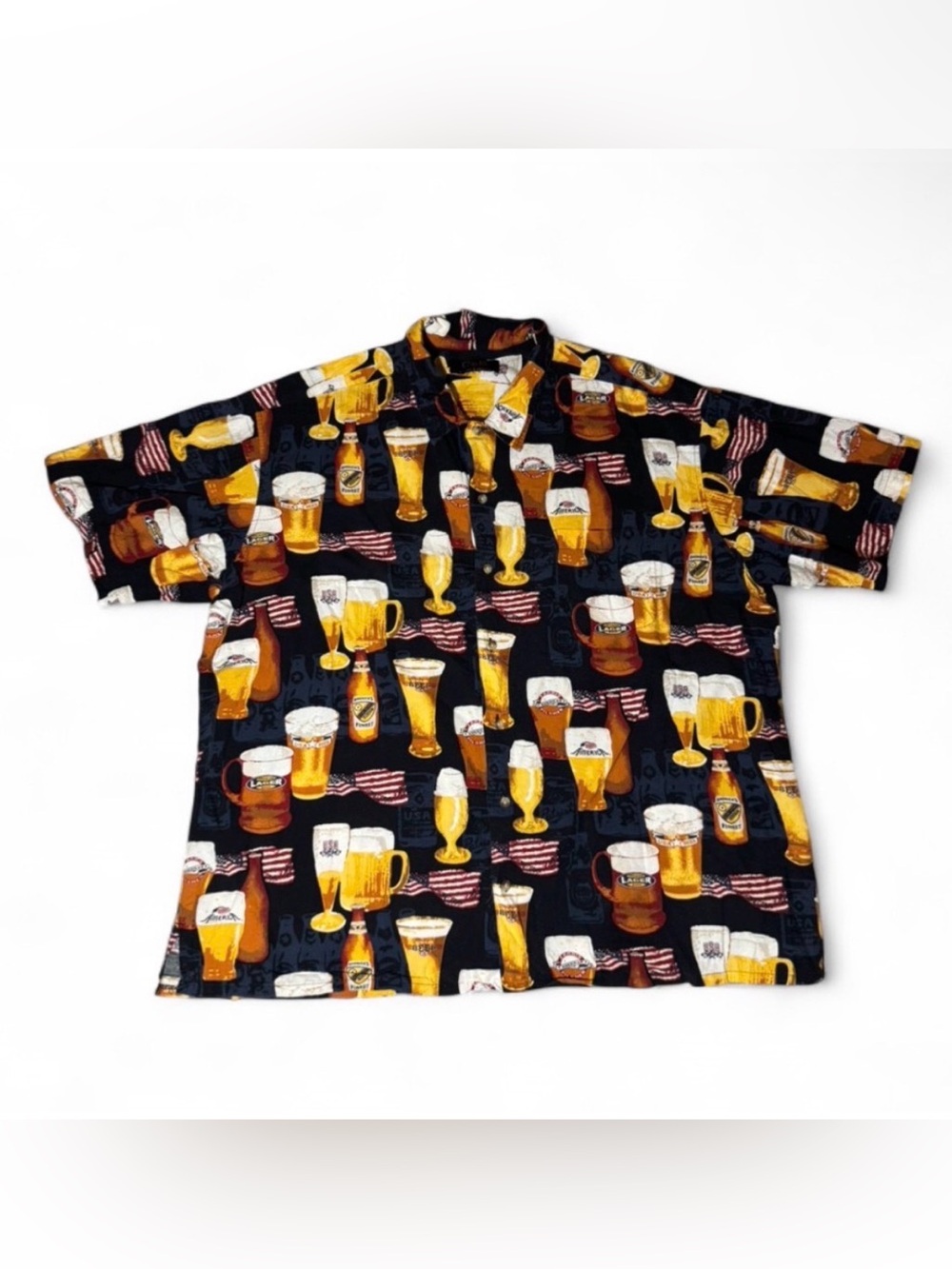 American Beer Printed Short sleeve button up summer vacation shirt 🪷